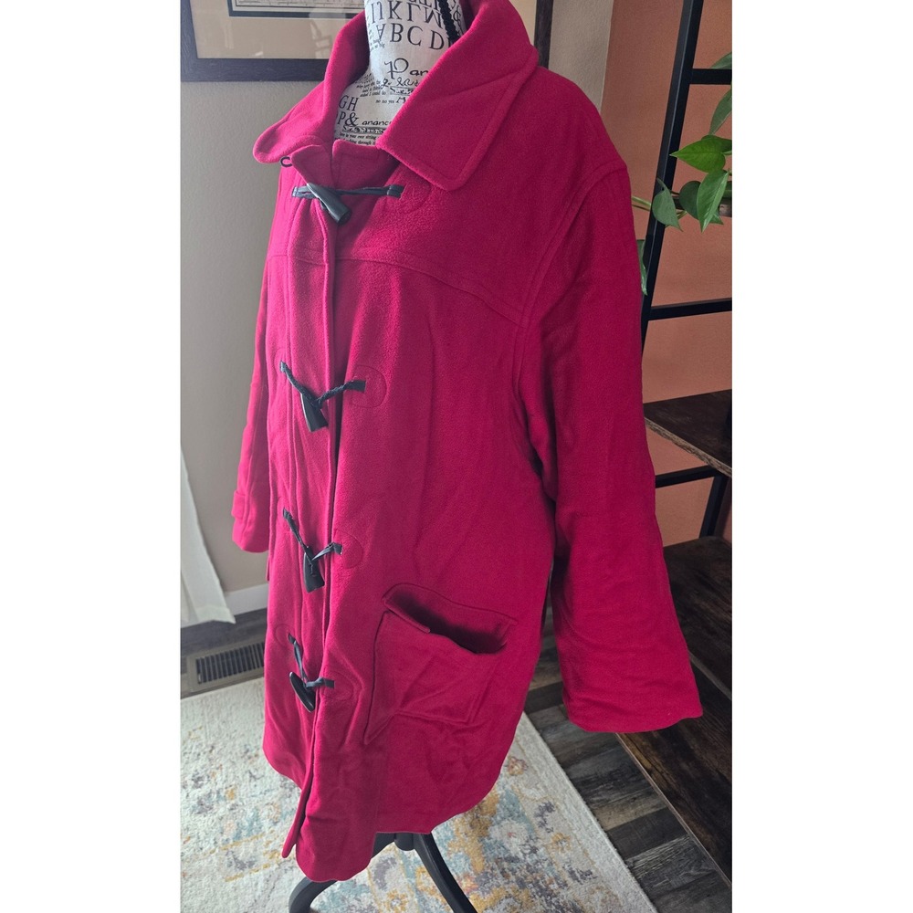 Vintage LL Bean Womens 3X Red Wool Blend Toggle Duffle Coat Jacket Preppy Classy - Picture 4 of 13